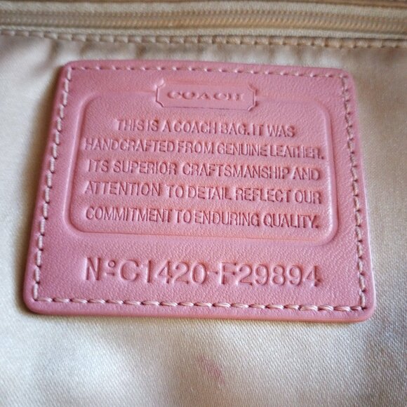 Coach Park Avery Hobo Bucket Shoulder Tote Bag Mauve Pink & Gold Woven Leather - Picture 9 of 12